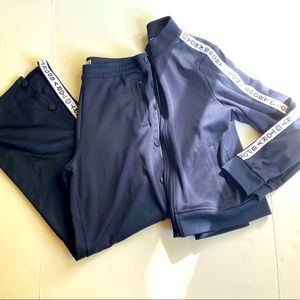 Tory Burch Sport Banner Track Outfit Set Jacket & Tear Away Pants Navy Large